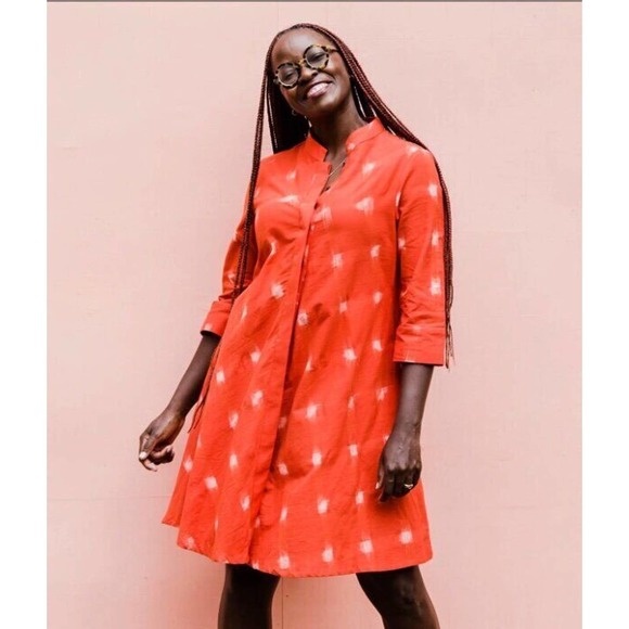 Zuri Dresses Zuri Kenya Sz L Large Wild Cherry Red Print Linen